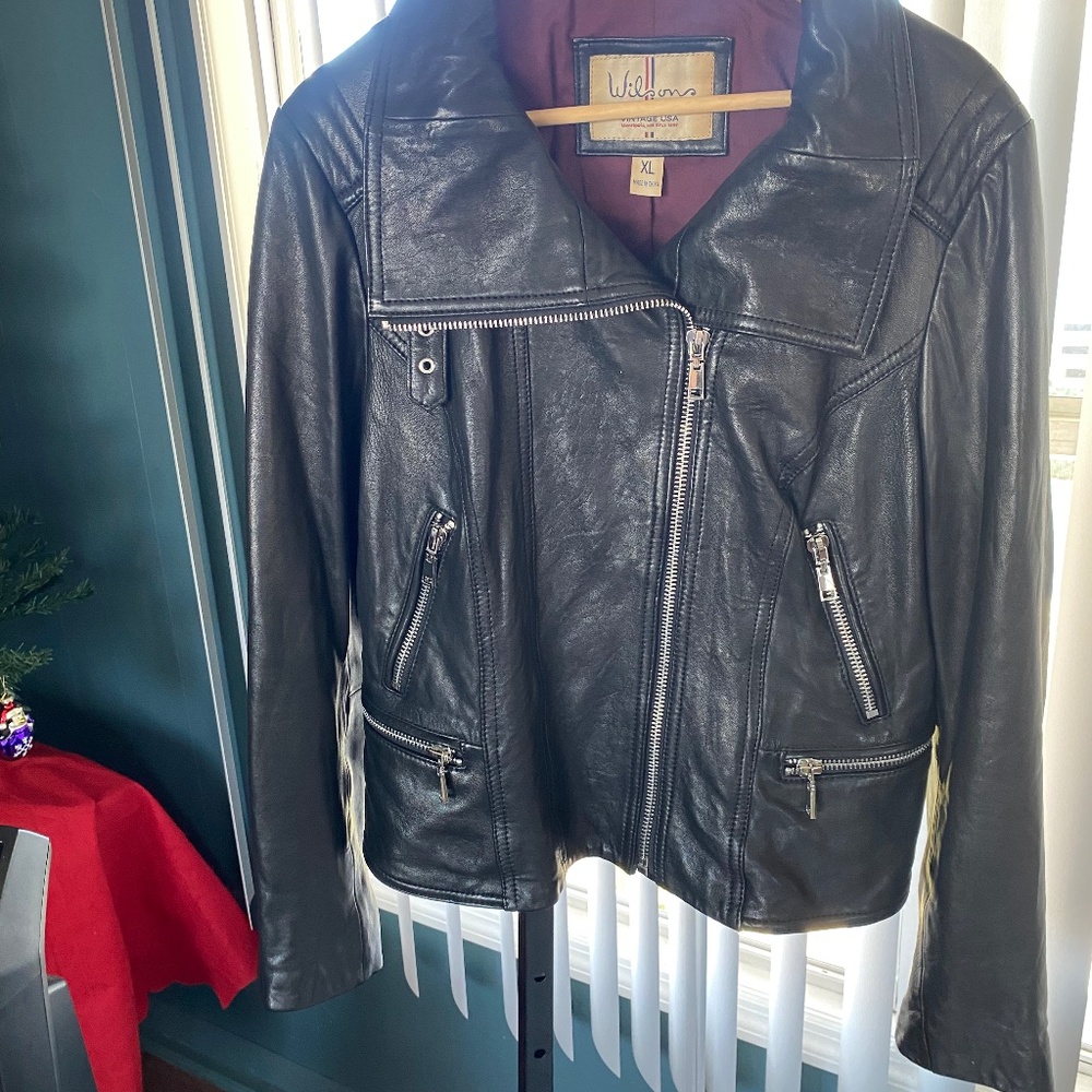 Women’s Wilson’s Vintage USA Blk motorcycle jacket size xl